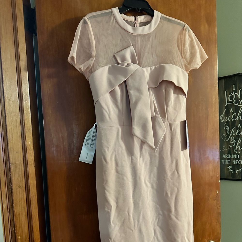 BNWT JS COLLECTION LIGHT PINK ILLUSION TOP KNOT DRESS